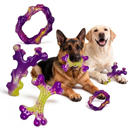 Frienhund 6-Pack Dog Toys for Aggressive Chewers: Dog Toy for Aggressive Chewer Large Breed, Dog Toy to Keep Them Busy, Dog, Bacon Flavor - color: Purple-6-Pack