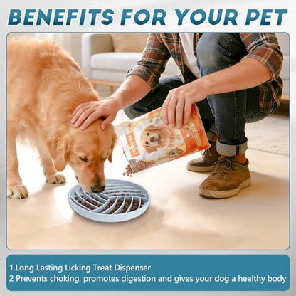 Silicone Slow Feeder Bowls for Dogs and Cats - Wet Food, Suction Cups, Interactive, Reduces Boredom, Anxiety, Anti-Choking, Non-Slip Design (Pink & Blue) - color: Pink & Blue