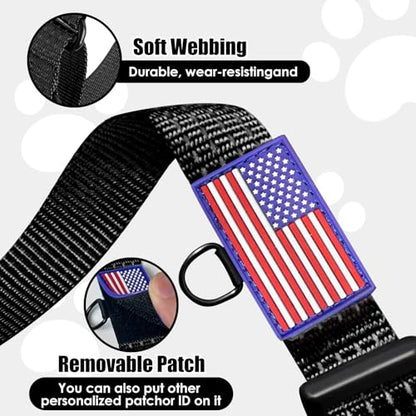 Martingale Dog Collar, Reflective No Pull Training Collar with Quick Release Buckle & USA Flag, Heavy-Duty Nylon, Adjustable for Small Medium Large Dogs (M,Black with Flag - color: Black with Flag, size: M (1" x 15.5"-19.5")