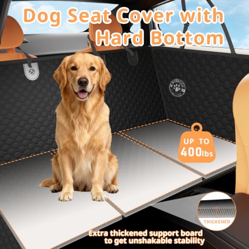 Dog Car Seat Cover for Back Seat Larger,Waterproof Oxford cloth Hard Bottom Car Seat Cover for Dogs,Nonslip Backseat Dog Cover with Upgraded Door Protection Flap,Dog Hammock for Full Size Truck55×30in - size: Large