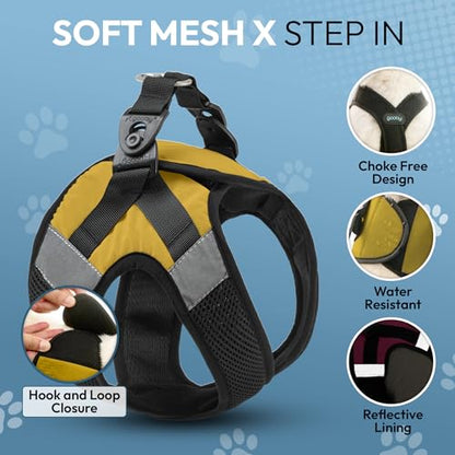 Gooby Soft Mesh X Step in Dog Harness - Yellow, Small - color: Yellow, size: Small