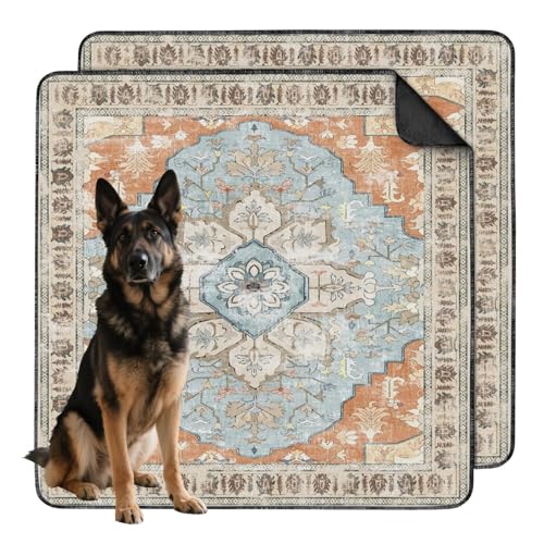 Washable Pee Pads for Dogs 2 Pack, Absorbent Reusable Puppy Pads Waterproof, Leakproof & Non-Slip Whelping Pad, Potty Training Pads for Dogs Playpen Mat 48x48 - color: D Blue Orange, size: 48"x48"(2 Pack)