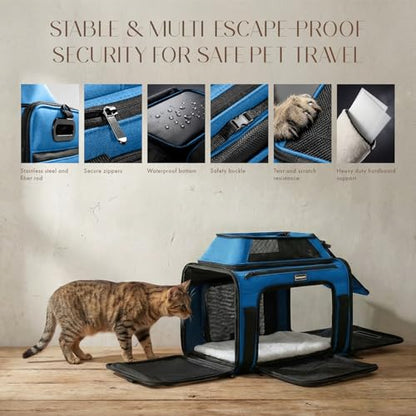 Top-Expandable Pet Carrier with Treat & Pet Window,17x11x9.5 Inch Alaska Hawaiian Airline Approved,Soft-Sided Dog Carrier for Small Dogs and Cats,Travel Cat Carrier with Locking Safety Zippers,Blue - color: Blue, size: 17.0"L x 11.0"W x 9.5"H