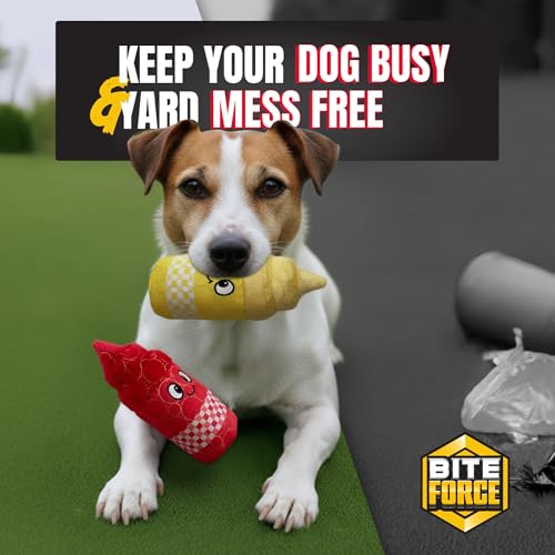 Bite Force Dog Toy - Drizzle & Dollop Squeaky 2 Pack Dog Toys Kevlar-Reinforced for Aggressive Chewers- red and Yellow. - color: Regular - Drizzle & Dollop