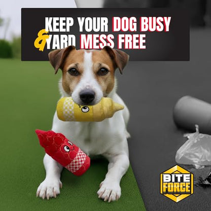 Bite Force Dog Toy - Drizzle & Dollop Squeaky 2 Pack Dog Toys Kevlar-Reinforced for Aggressive Chewers- red and Yellow. - color: Regular - Drizzle & Dollop