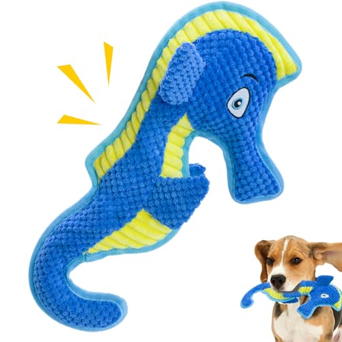 Dog Toy Squeaky Aggressive Durable Dog Toys for Dogs Chew No-Stuffed Dog Toy Interactive Hours of Fun Keep pups Busy -Green Shark,Bubble-Pressed Ultra-Soft Fabric - color: Blue
