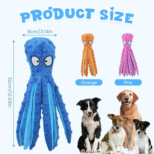 AprYew Octopus Dog Toys, No Stuffing Crinkle Dog Toys for Aggressive Chewers, Durable Interactive Chew Toys for Small, Medium and Large Dogs Training and Reduce Boredom (2PCS-C) - color: 2PCS-C