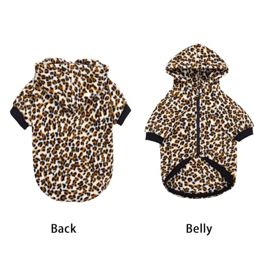 French Bulldog Clothes Dog Hoodie Sweatshirts with Pockets for Small Dogs Puppy Chihuahua Coat Clothing Pet Cat Hoodie Fleece Dog Sweaters Costume - color: Leopard, size: XS