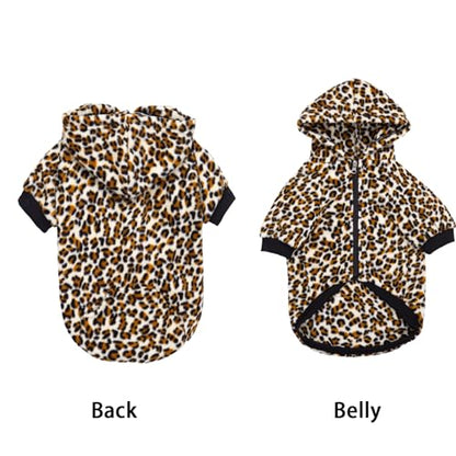 French Bulldog Clothes Dog Hoodie Sweatshirts with Pockets for Small Dogs Puppy Chihuahua Coat Clothing Pet Cat Hoodie Fleece Dog Sweaters Costume - color: Leopard, size: XS