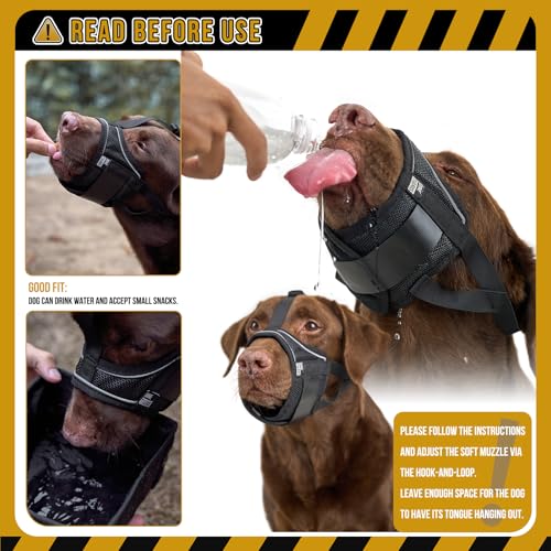OneTigris Dog Muzzle,Soft Nylon Muzzle Anti Biting Barking Chewing,Air Mesh Breathable Drinkable Adjustable Loop Pets Muzzle for Small Medium Large Dogs(L) - size: L