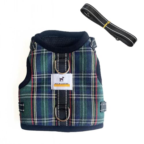Dachshund Harness no Armpit rub, Christmas Plaid Escape Proof Doxie Harness, Adjustable Step in Dog Harness for mini & Standard Dachshund (Green, XS: Chest 10"-12"/25-31cm) - color: Green, size: XS:Chest 10"-12"/25-31cm