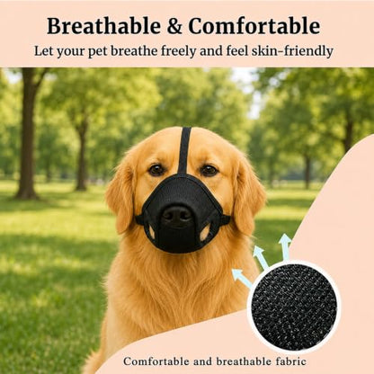 Dog Muzzle – Mesh Soft Muzzle for Small Medium Large Sized Dogs, Adjustable for No Bark, Scavenging, Licking & Chewing, Prevent Biting, Black (XL) - size: XL