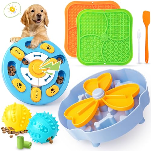 Forfon Curated Dog Puzzle Toys for Boredom and Mental Stimulation, 10-Pack Enrichment Toy Set with Slow Feeder Bowl, Lick Mat & Treat Ball to Keep Dogs Busy and Engaged - color: Curated Dog Puzzle Toys