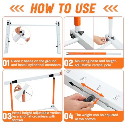 Blulu Adjustable Track and Field Hurdles Height Sports Training Hurdle with Counterweight Heavy Duty Track and Field Equipment Practice Training from 30 to 42 Inch for Athletes Adults - color: Orange