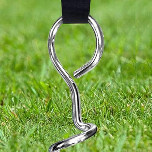 Professional Tent Stakes Wear-Resistant Spiral Dog Anchors with Metal Garden Stakes Portable 8pcs Set and 4 Straps for Outdoor Camping and Pet Tie-Outs