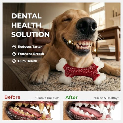 Kseroo 2-Pack Dog Toys for Aggressive Chewers Medium/Large Breed, 8-Inch Solid Nylon Dog Chew Bones, Beef Flavored Tough Dog Toys for 20-90lb Dogs, Red - color: 2PC-Beef-Red