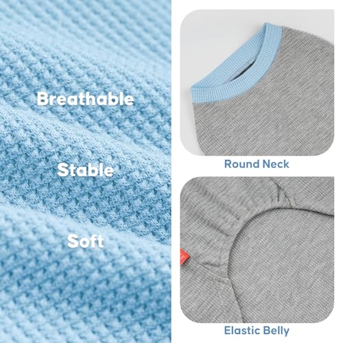 KYEESE 2Pack Dog Shirts Waffle for Small Dogs Stretchy T-Shirts Lightweight Tank Top Sleeveless Vest Breathable Cat Tee, Medium, Blue+Grey - color: 07# 2Pack(Blue+Grey), size: Medium (7-11lbs)