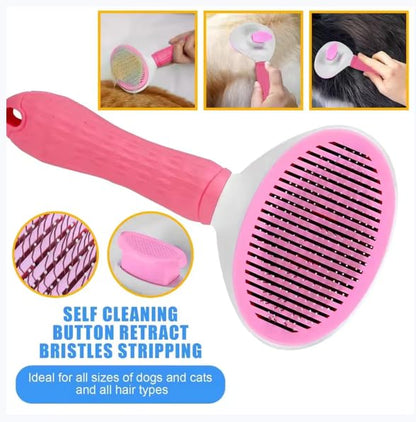 Pet Grooming Kit with Deshedding Brush, Shampoo Dispenser Brush, Bath Gloves & Microfiber Towel - Dog & Cat Bathing Supplies for Shedding Control & Coat Care (Pink)