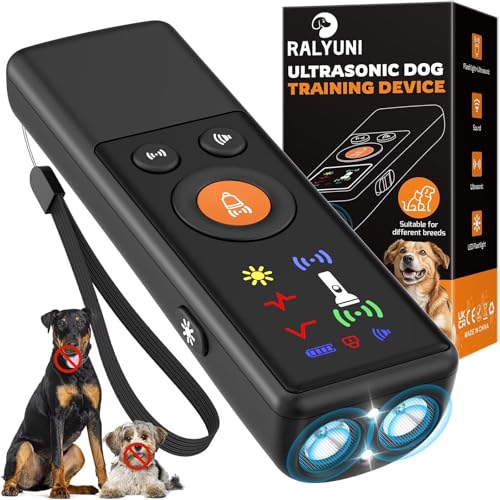 Ultrasonic Dog Bark Deterrent Device, Anti-Barking Control Device with LCD Screen & 3 Modes, Dog Training Tools to Stop Bad Behaviors, Safe Trainer Up to 35ft for Indoor Outdoor Use-04 - color: Black