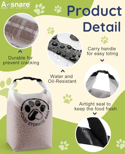 Pet Food Storage Bag for Travel - Transparent Leak-Proof Dog Food Container with Roll-Top Closure, Keeps Kibble Fresh for Camping Trip, Dog Boarding, Weekend Getaways (14 Cups+bowl) - size: 14 Cups+bowl
