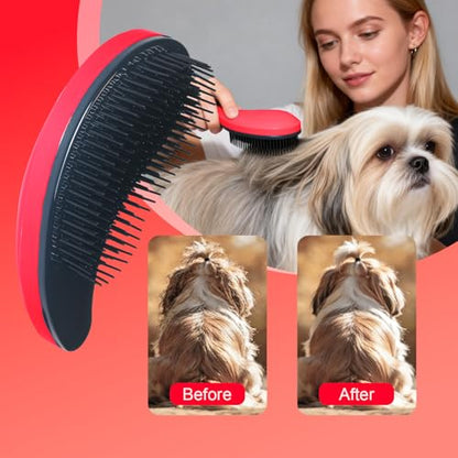 Small Dog Brush - Puppy Hair Brush- Grooming Tool for Teddy, Yorkies, Maltese, Shih Tzu, Chihuahua (Rose Red) - color: Rose Red