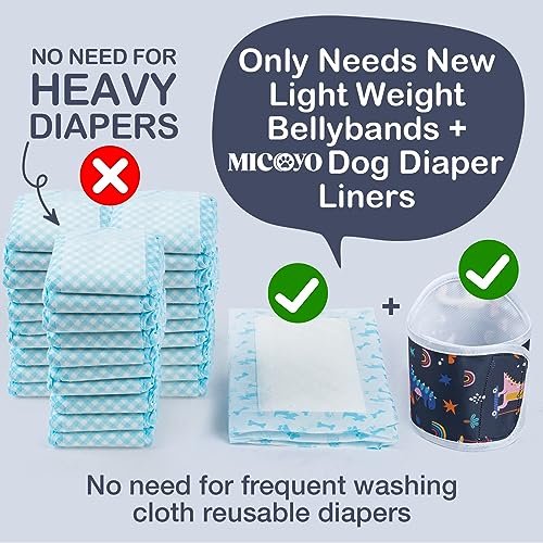 MICOOYO Male Dog Diaper Lightweight Dog Wraps Washable Dogs Diapers Doggie Belly Bands for Male Dogs, Puppy Diapers Large (Dinosaur, XXL) - size: XX-Large(23''-26'')