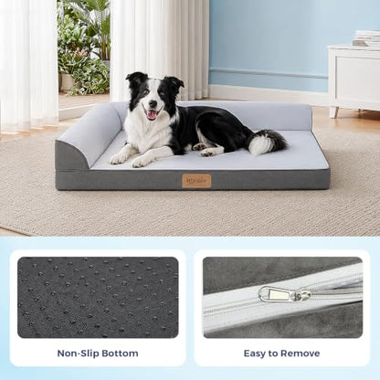 Cooling Dog Bed for Large Dogs, Orthopedic Dog Bed with Cooling Gel Mat, Removable Washable Cover, Waterproof Lining, Non-Slip Bottom, Summer Pet Bed for Sleeping, Size:49"*38"*8" - size: X-Large