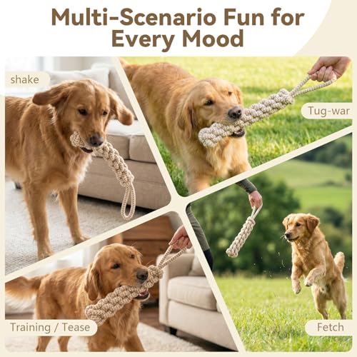 Dog Chew Toys for Aggressive Chewers, Rope Toys for Large Dogs with Dental Benefits, Durable Training Chew Rope, M Size - size: Medium