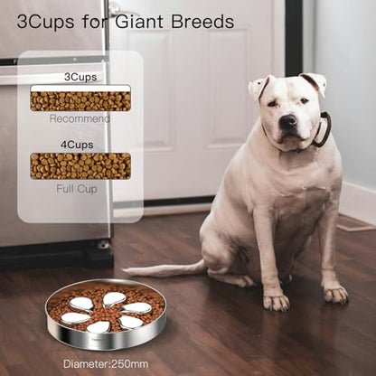 Slow Feeder Dog Bowl-3.5Cups for Large Breeds, Food Grade 304 Stainless Steel Dog Bowls with Non-Slip Base, Maze Pet Dish to Slow Down Eating, Dishwasher-Safe [2Pack] - color: Spiral-2Pack, size: XL 3.5~4Cups