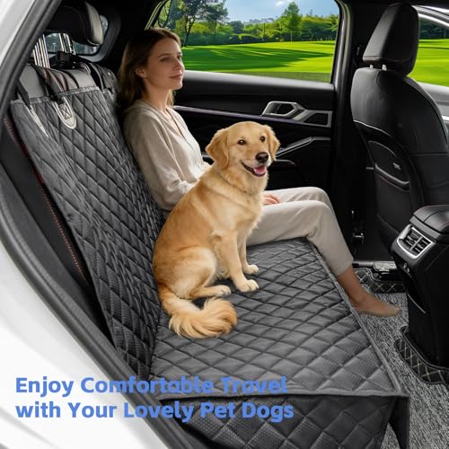 JSTHT Dog Car Seat Cover for Back Seat, Waterproof Bench Seat Cover Protector Nonslip Durable Soft Pet Dog Back Seat Cover for Car, Truck, & SUV (Black)