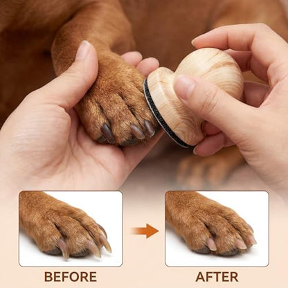 1 PCS Dog Nail File Board, Cat Nail File Wooden Handicraft with 6 Replaceable Sandpaper Pads, Stress-Free Grooming Tool for Dogs & Cats, Portable Pet Claw Care (Natural Wood)