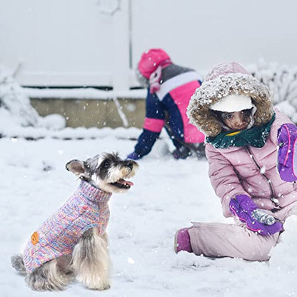 BEAUTYZOO Small Dog Sweater -Turtleneck Pullover Classic Cable Knit Fuzzy Winter Coat Dog Cold Weather Clothes for Small Medium Dogs Puppy Girl Boys(Rainbow Pink, M) - color: Gradient Pink, size: M (Back: 16", Chest: 21", Neck: 13")