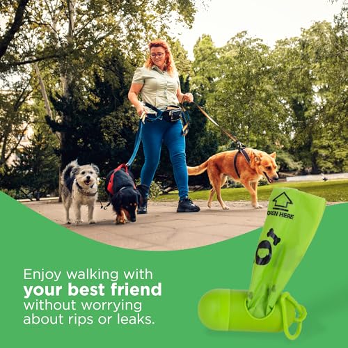 Jack & Milo Dog Waste Bags Environmentally Friendly - Reusable Bag Container - Leak Proof Dog Poop Bag - Extra Thick and Sturdy - 8 Rolls x 15 Bags