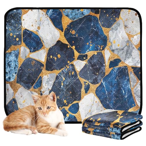 Qilmy Blue Marble Pet Mat, Waterproof Reusable Dog Training Pad Anti-Slip Pet Creat Pad for Small Medium Large Dogs and Cats - size: Smallx3