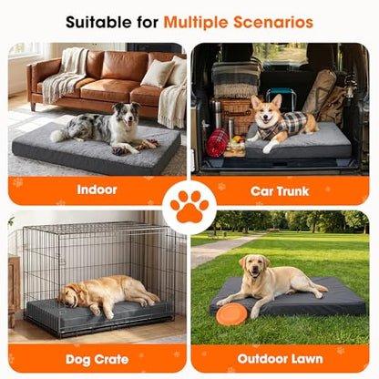 Waterproof Dog Bed for Crate, Chew Proof Orthopedic Crate Pad, Reversible Heavy Duty Oxford & Sherpa Egg Crate Foam Pet Mat for Indoor/Outdoor - size: Large (36*27*3)