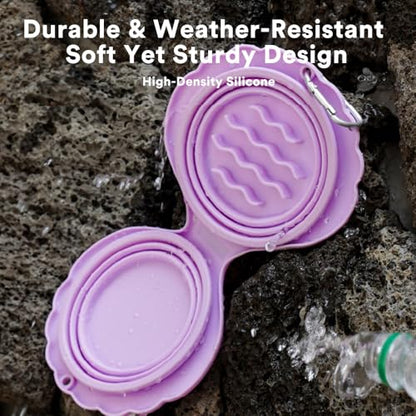 Collapsible Silicone Dog Bowl (Purple) - color: Purple