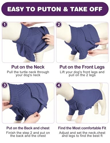 Dog Sweaters for Small Medium Large Dog, Classic Turtleneck Pet Clothes Warm Thermal Doggy Winter Coat, Thick Double Knitting Collar Pullover Cold Weather Puppy Jacket for Indoor & Outdoor Wear