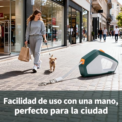 Yosoo Health Gear Retractable Dog Leash, 5m Nylon Rope Pet Leash with One Handed Brake, Pause, Lock for Outdoor Walking and Training (Green Grey) - color: Green Grey