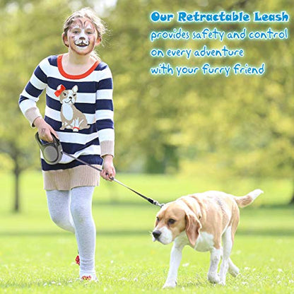 Heavy Duty Retractable Dog Leash-16ft Strong & Durable Walking Leash for S to L Dogs up to 45/115 lbs, Upgraded Lock System, Non Slip Grip, Tangle Free (Grey, Small/Medium) - color: GREY, size: Small/Medium