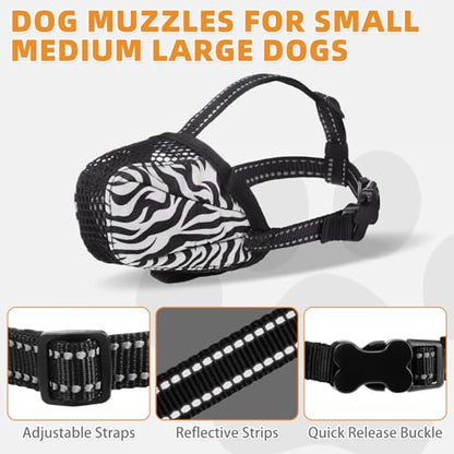 KOOLTAIL Dog Muzzle, Soft Muzzle for Small Medium Large Sized Dogs to Anti & Prevent Barking Grooming Biting, Reflective Adjustable Air Mesh Basket Muzzles, Allows Panting and Drinking,Tiger L - color: Tiger, size: Large