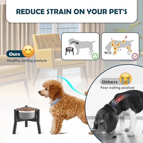 SHAINFUN Adjustable Elevated Dog Bowls Stand Compatible with 5.9 to 8.7 inch Wide Raised Stand with Metal Material for Medium and Small Sized Dogs (Bowl Not Included) - color: Black-HS, size: Height: 7.8", Width: 5.9-8.7"