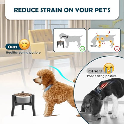 SHAINFUN Adjustable Elevated Dog Bowls Stand Compatible with 5.9 to 8.7 inch Wide Raised Stand with Metal Material for Medium and Small Sized Dogs (Bowl Not Included) - color: Black-HS, size: Height: 7.8", Width: 5.9-8.7"