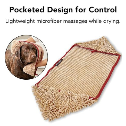 PRIDE AND GROOM The Towel – Thick, Soft, Super Absorbent Microfiber Towel for Dogs & Pets that is Quick Drying, Holds 7 Times its Weight in Water and Has Dual Pockets for Your Hands