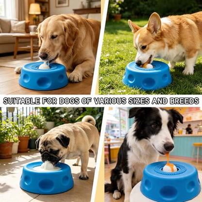 Slow Feeder Lick Bowl for Liquid Dog Treats- Lick Toy for Bone Broth, Rolling Ball Dog Lick Bowl with pet Anti Slip Pads and Cleaning Brushes, Suit for Large Medium Small Dogs&Post-Op