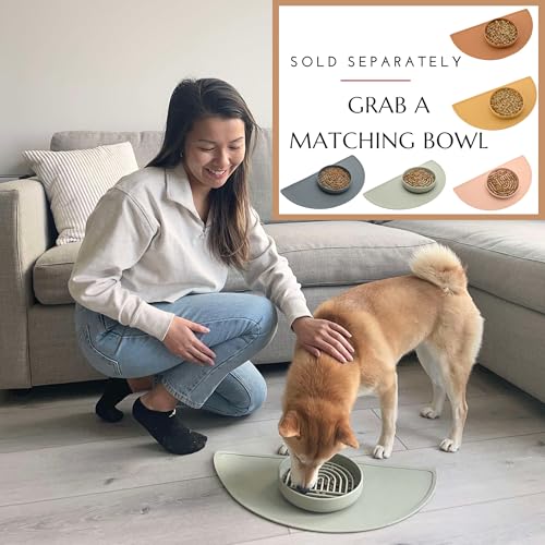 Should We Go? Waterproof Silicone Dog Food Mat – Medium Size Non-Slip Pet Bowl Mat, Raised Edge Design, Easy-to-Clean Pet Food Placemat for Dog & Cat Bowls, 21" Across x 10.5" Deep - Spruce - color: Spruce, size: Medium