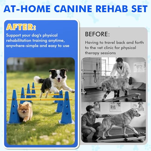 Dog Agility Course Backyard Set, with Adjustable Jump Heights, 38cm, Dog Agility Hurdle Cone Set with Height Adjustable Crossbar, Pet Training Equipment, Quick Setup and Storage, for Obedience