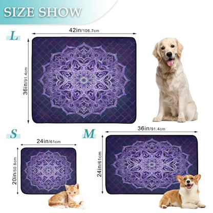 Qilmy Mandala Pet Mat, Waterproof Reusable Dog Training Pad Anti-Slip Pet Creat Pad for Small Medium Large Dogs and Cats - size: Smallx3