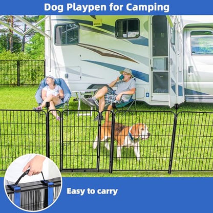 ADAVIN 32 in(H) Garden Fences and Borders,1 Gate+7 Panels Dog Fence Outdoor for Yard, Heavy Duty Iron Metal Animal Barrier Fence, Portable Fence, Flower Garden Fencing,Total 17.7 Ft(L), Black - size: 8panels-32in(H)×17.7ft(L)