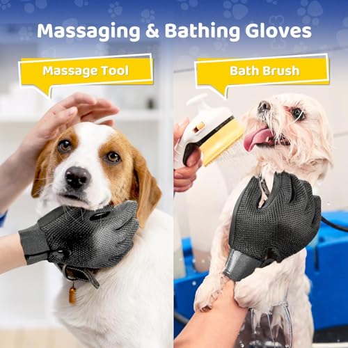 Pet Hair Remover Glove - Gentle Pet Grooming Glove Brush - Deshedding Glove - Massage Mitt with Enhanced Five Finger Design - Perfect for Dogs & Cats with Long & Short Fur - 1 Pack (Right-hand), Grey - color: Grey