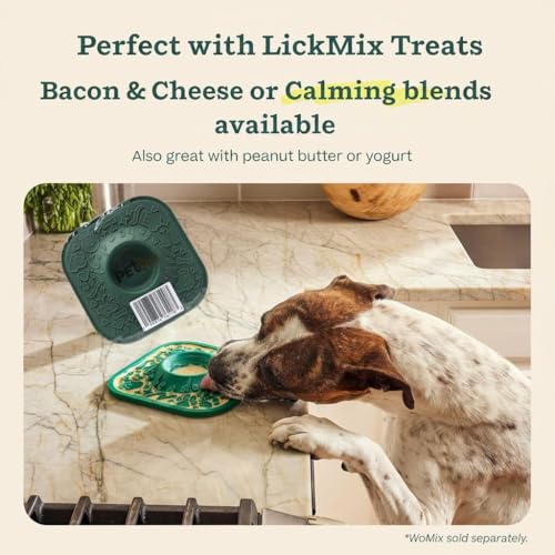 Dog Lick Mat, Green | BPA-Free, Food-Grade Silicone, Slow Feeder with Textured Surface, Integrated Center Bowl, Non-Slip Base